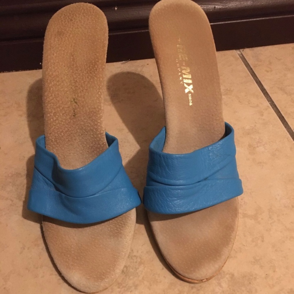 Turquoise cork heels